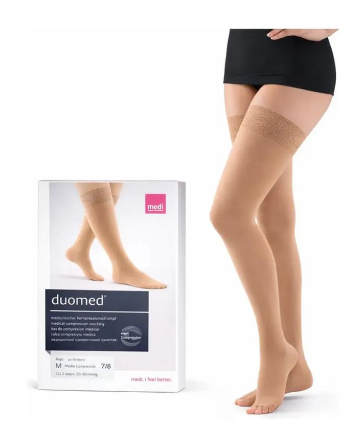 Medi Meia de Compressão 20-30Mmhg 7/8 Meia Coxa Duomed Bege - Mediven M