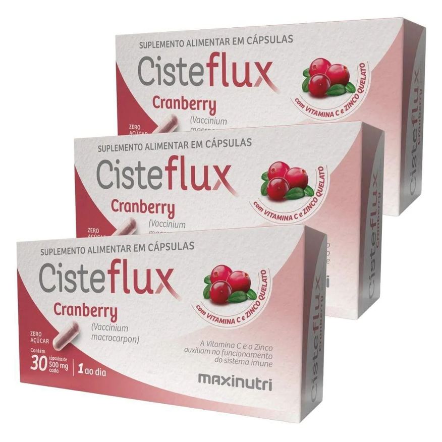 Maxinutri Kit 3X Cisteflux Cranberry com Vitaminas 30 Cápsulas