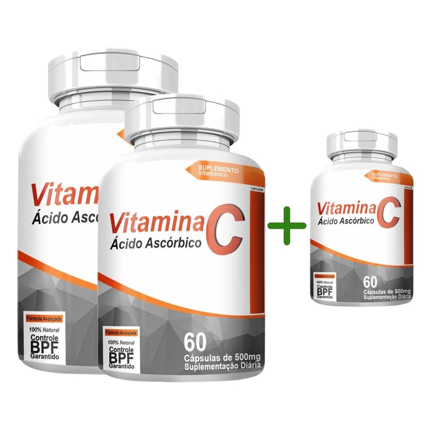 4Elementos Vitamina C Revestida Ácido Ascórbico Compre 2 Leve 3 com Total de 180 Capsulas