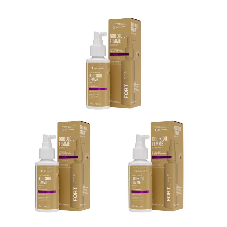 Fortlife Kit 3 Und Duo-Xidil Sray Femme 7% 100ml Cabelos