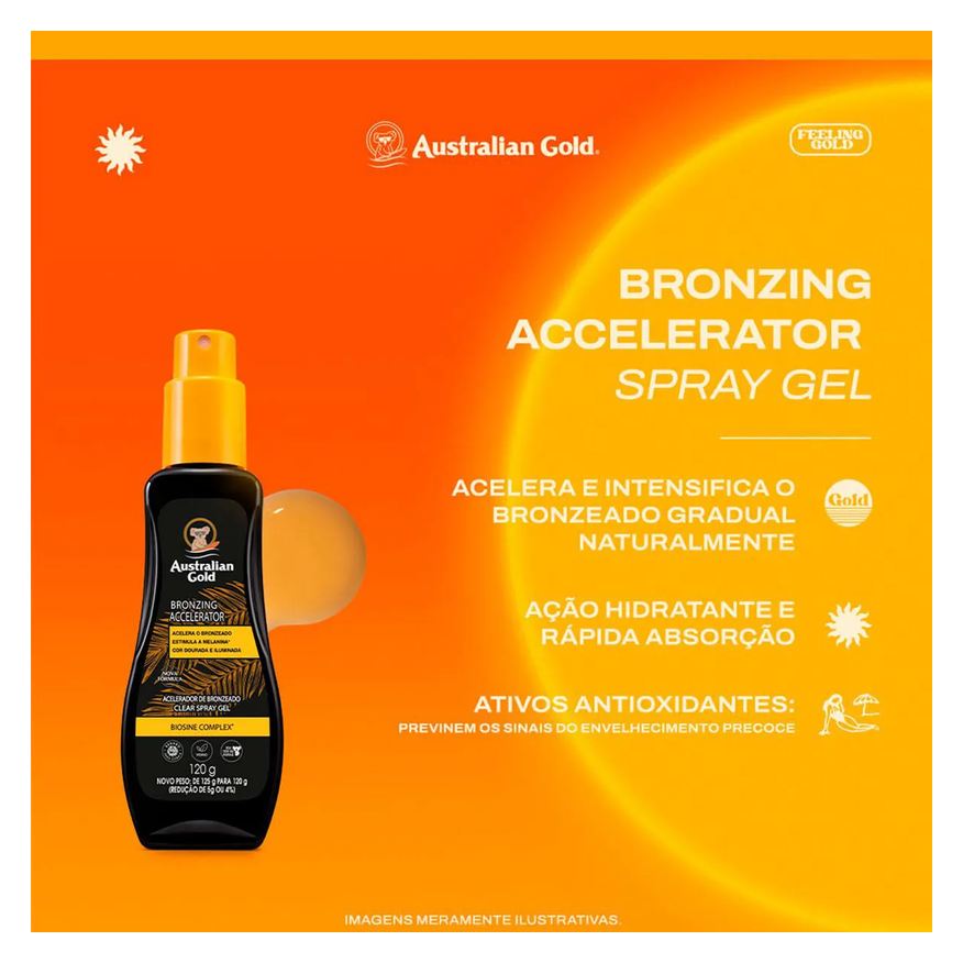 Australian Gold Acelerador de Bronzeado Clear Spray Gel 120g