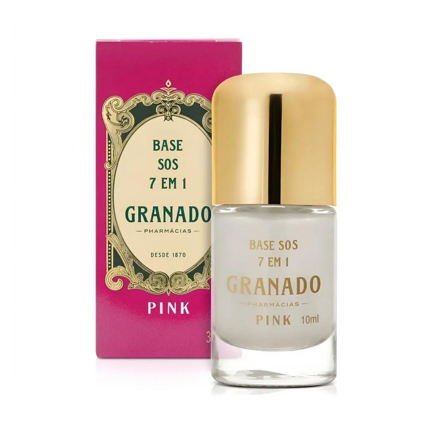 Granado Esmalte Base Fortalecedora de Unhas Sos 7 em 1 Pink Transparente 10ml