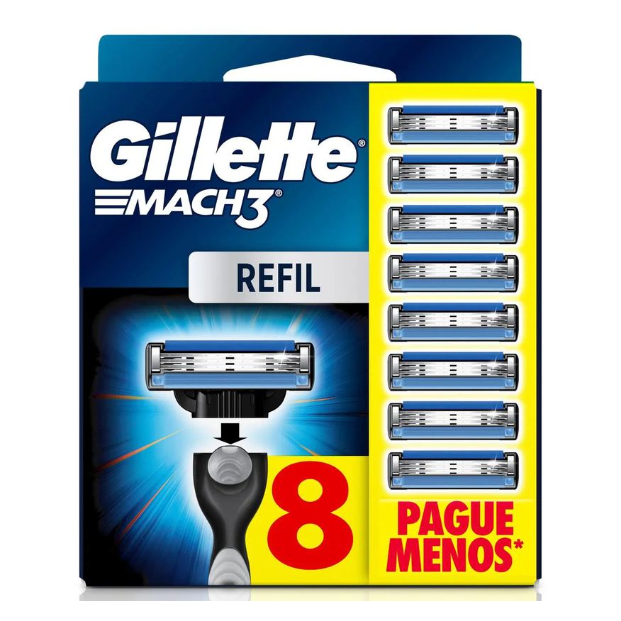 Gillette Carga para Aparelho de Barbear Mach3 com 8 unidades