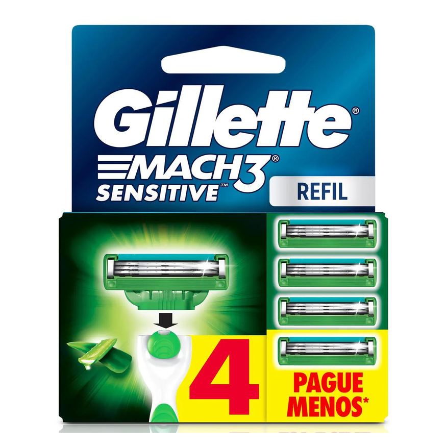 Gillette Carga para Aparelho de Barbear Mach3 Sensitive com 4 unidades