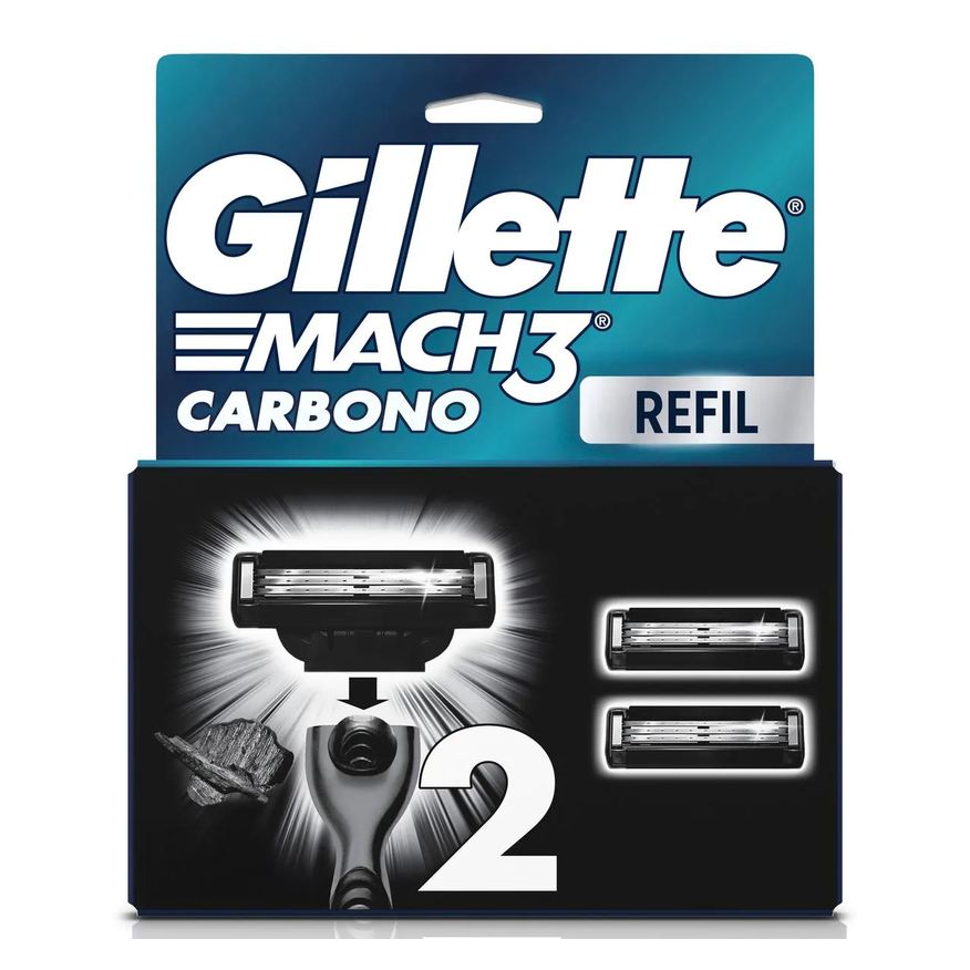 Gillette Refil para Aparelho de Barbear Mach3 Carbono 2 cargas