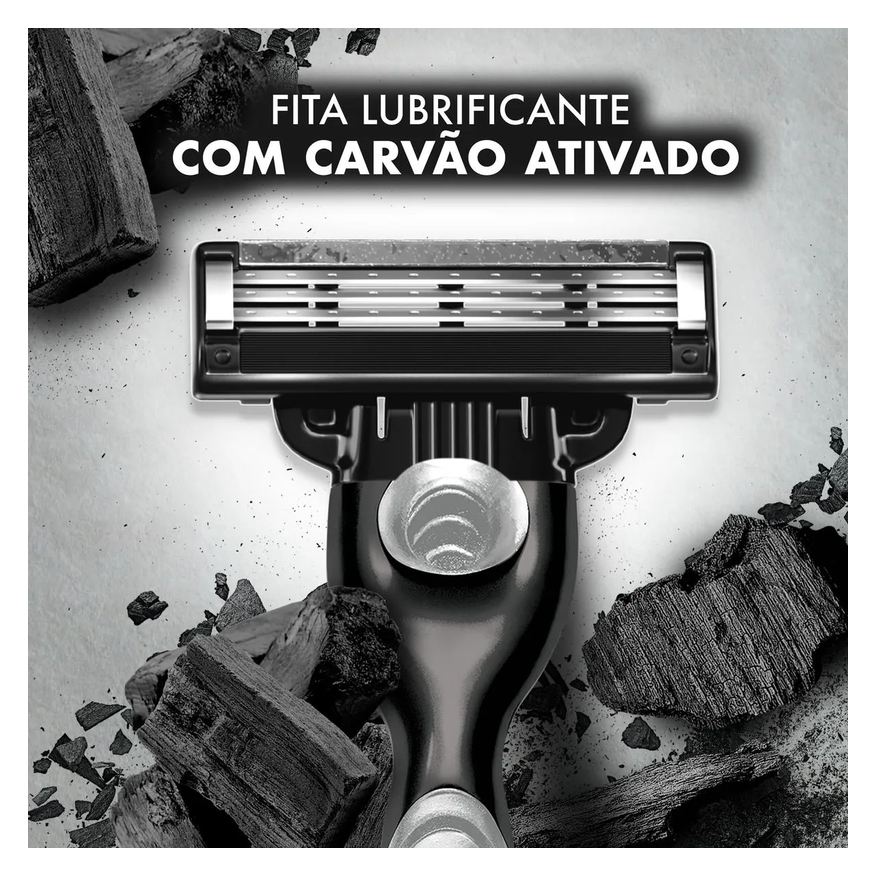 Gillette Carga para Aparelho de Barbear Descartável Mach3 Carbono Carvão Ativado 8 unidades