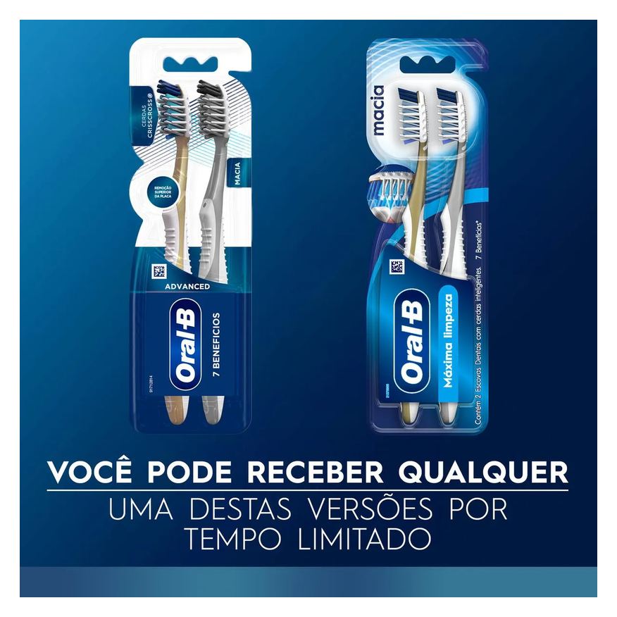 Oral-B Escova de Dente Pro-Saúde 7 Benefícios Macia com 2 unidades