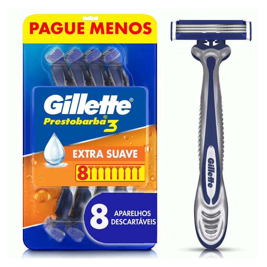 Gillette Barbeador Prestobarba 3 Comfortgel 8 unidades