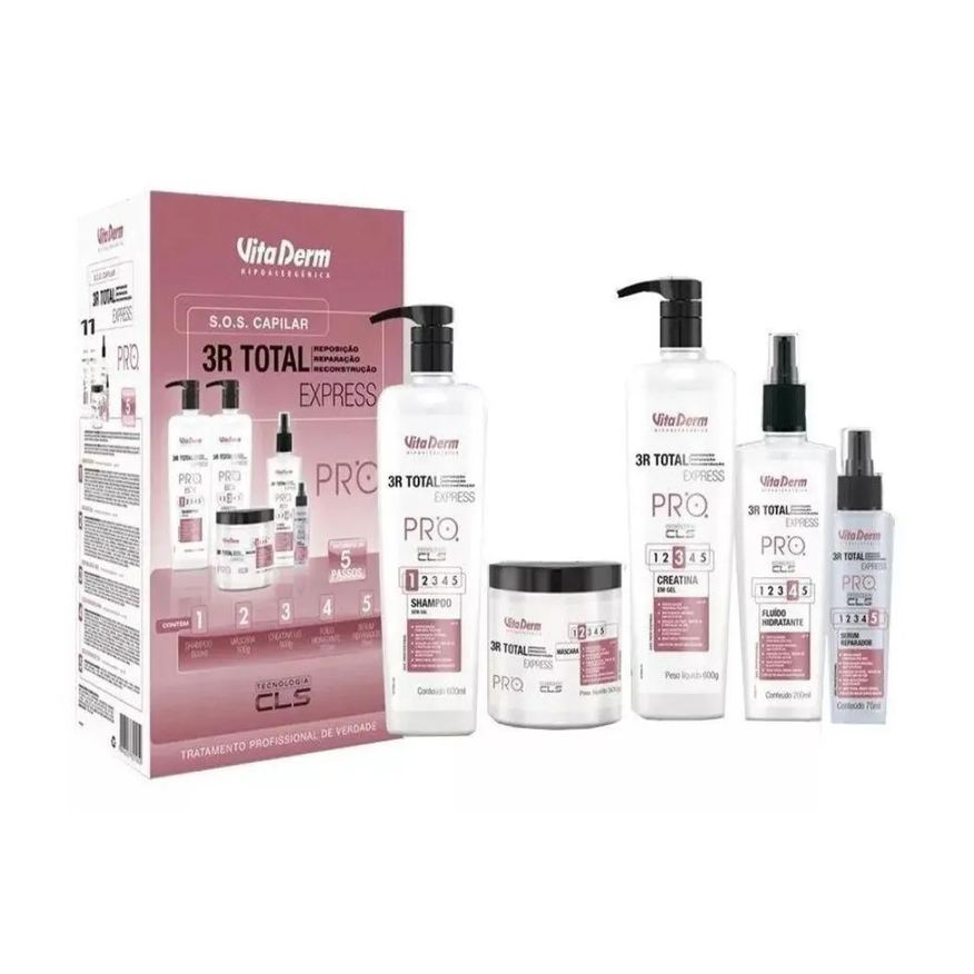 Vita Derm Kit Sos Capilar 3R Total Express Pro (5 Produtos)