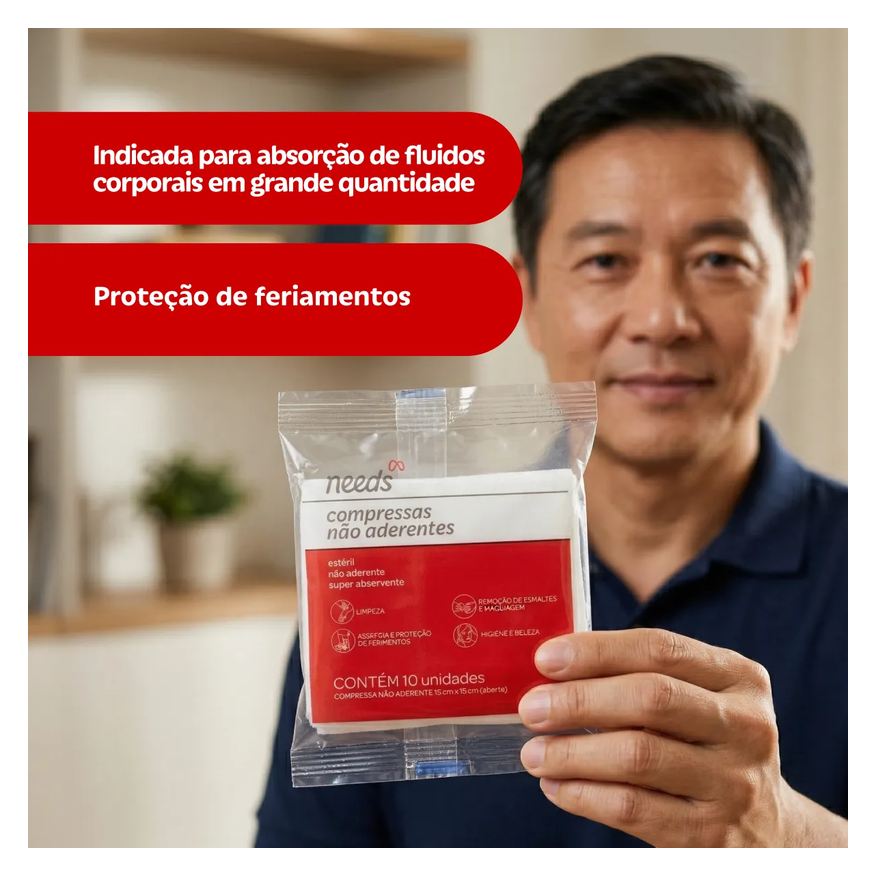 de Compressa Gaze Estéril Não Aderente 10 Unidades
