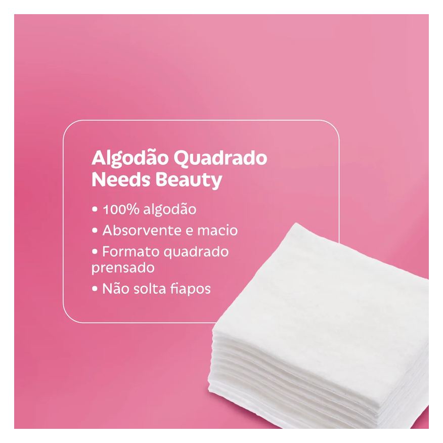 Needs Algodão Quadrado Beauty 100 Unidades