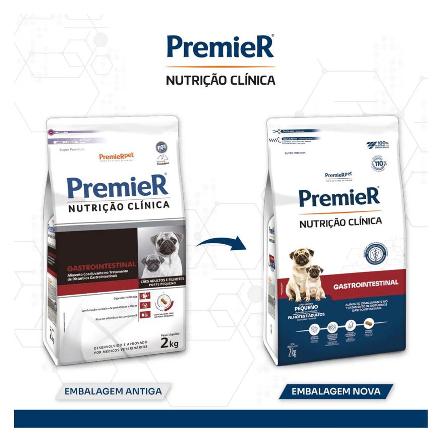 Premier Ração Nutrição Clínica para Cães Adultos de Raças Pequenas Gastro Intestinal 2kg