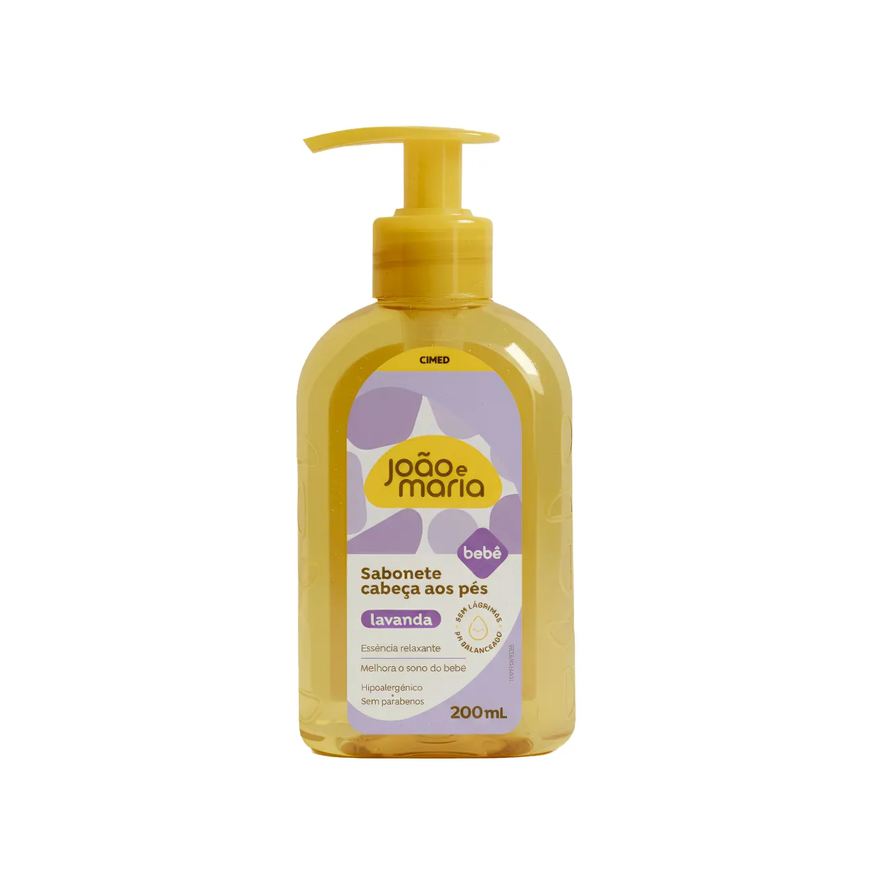 João e Maria Sabonete Líquido Bebê Cabeça aos Pés Lavanda 200ml