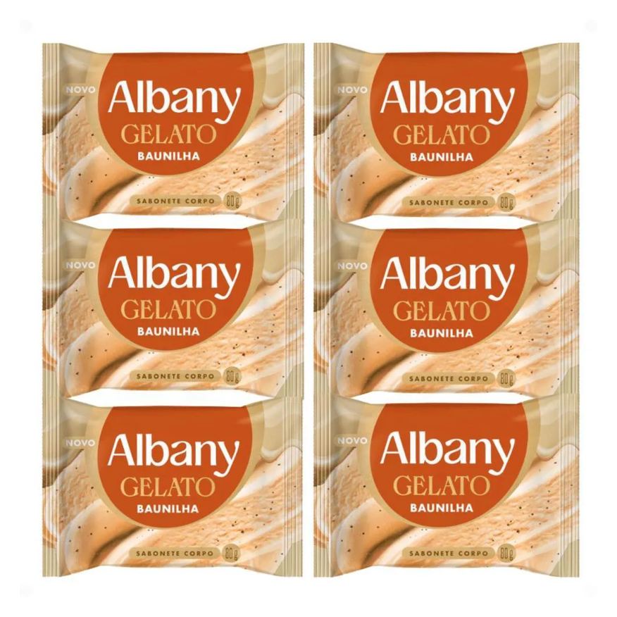 Albany Kit Sabonete Corporal em Barra Gelato Baunilha 80g com 6
