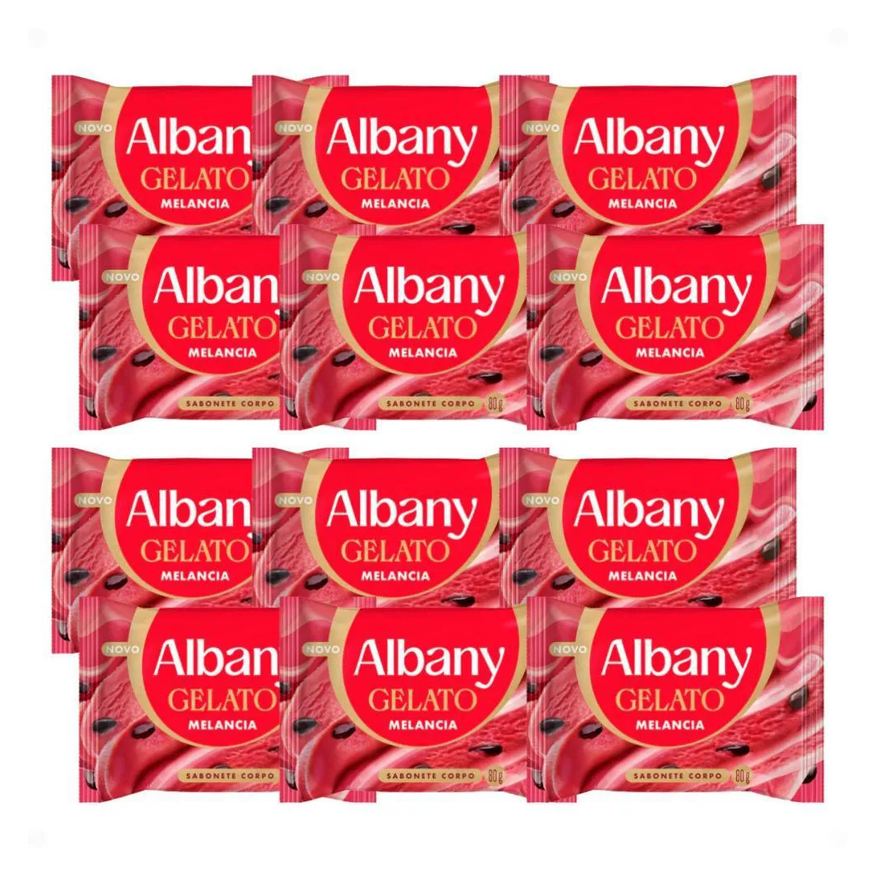 Albany Kit Sabonete Corporal em Barra Gelato Melancia 80g com 12