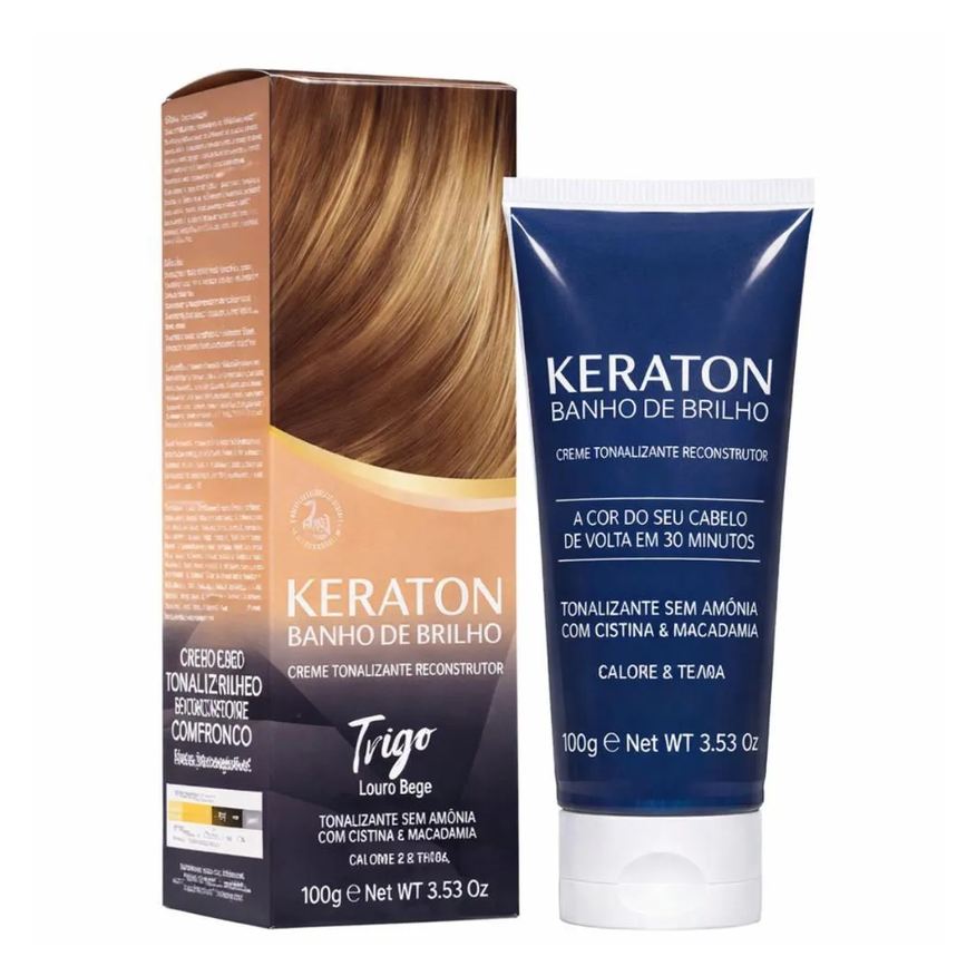 Kert Tonalizante Keraton Banho de Brilho Vegan Cor Trigo Louro Bege 100g