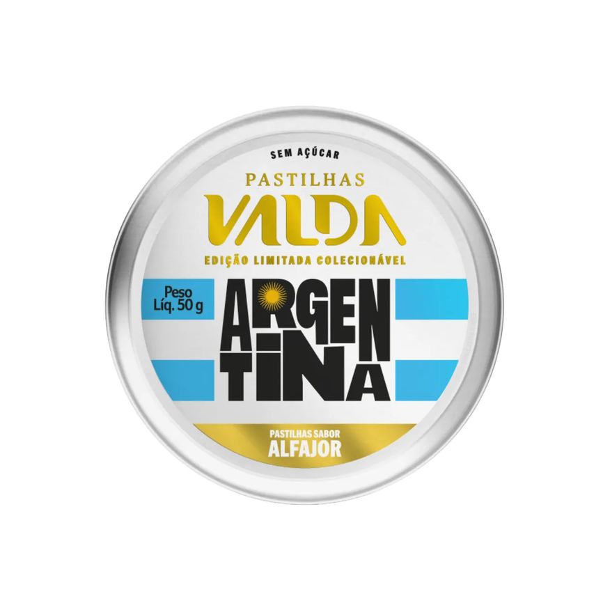 Valda Pastilha Edição Limitada Colecionável Campeões Argentina Alfajor 50g