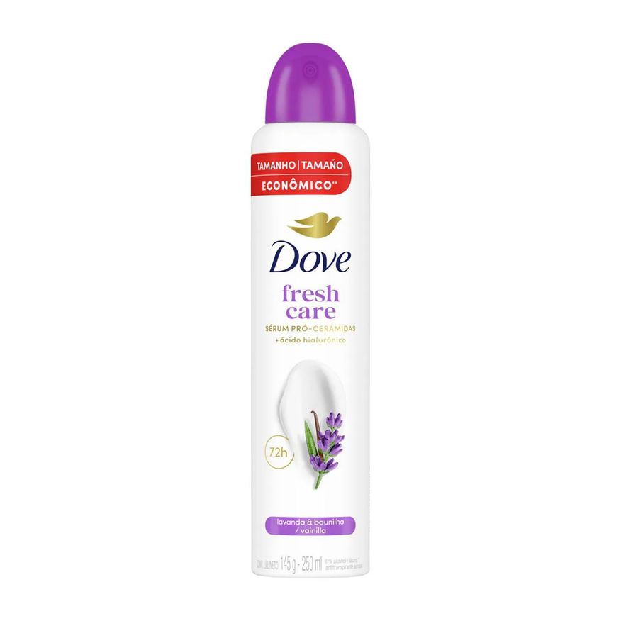 Dove Desodorante Antitranspirante Aerossol Fresh Care Lavanda & Baunilha Feminino 72h 250ml