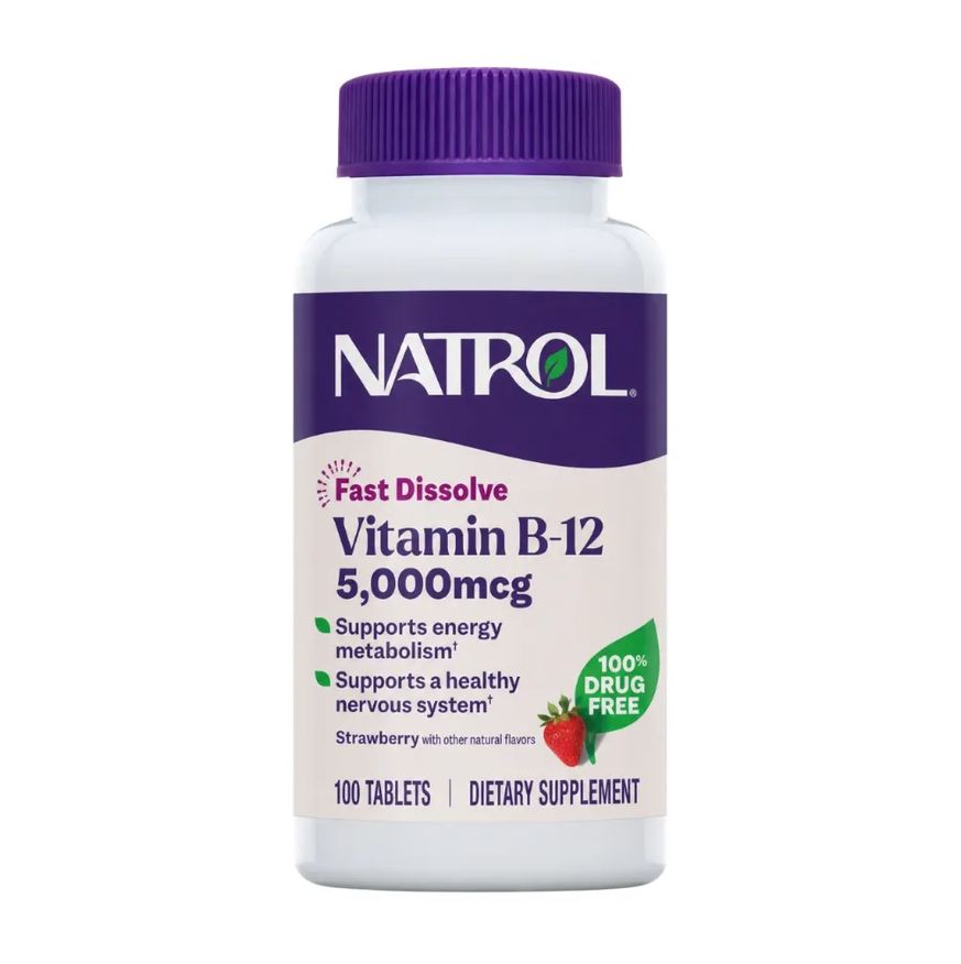 Natrol Vitamina B12 5000mcg Fast Dissolve 100 Tabletes Morango