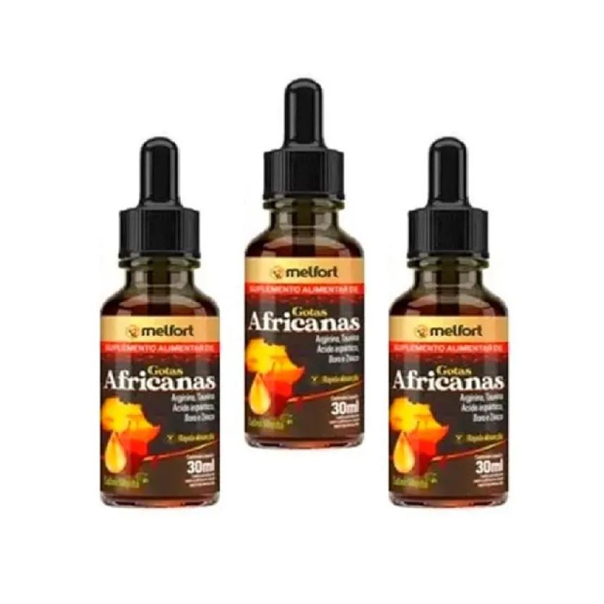 Melfort Kit 03 Unidades Gotas Africanas Suplemento Alimentar 30ml
