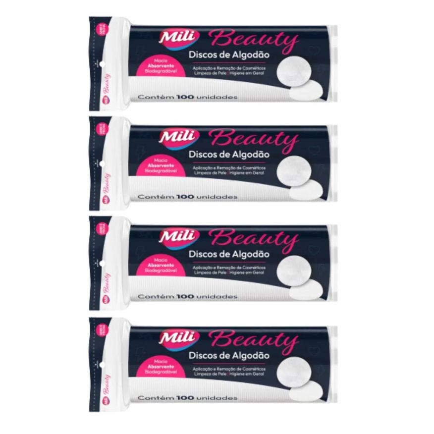 Mili Kit C4 Algodão Disco Facial Beauty C/100 Unidades