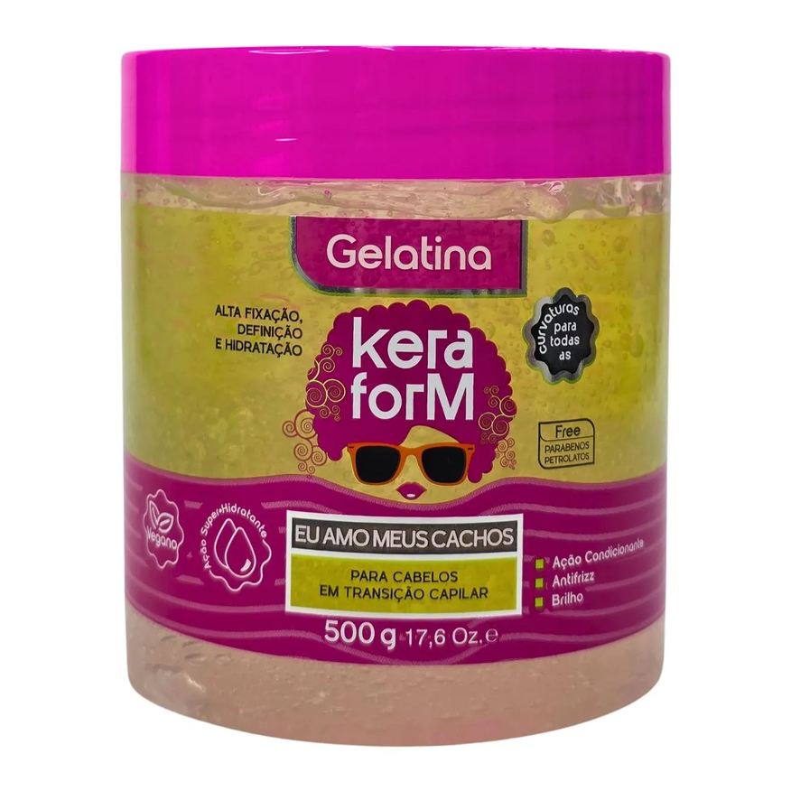 Skafe Gelatina Capilar Eu Amo Meus Cachos Alta Fixação, Definição e Hidratação Vegano Keraform 500g