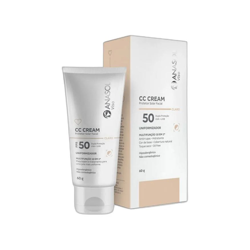 Anasol Protetor Solar Facial Cc Cream Fps 50 Cor Claro 60g