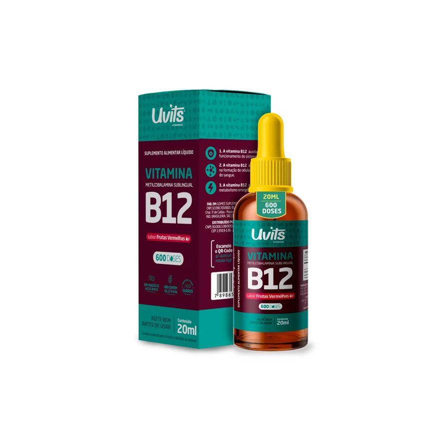 Uvits Vitamina Metilcobalamina B12 Gotas 20ml Liquida Sublingual Frutas Vermelhas