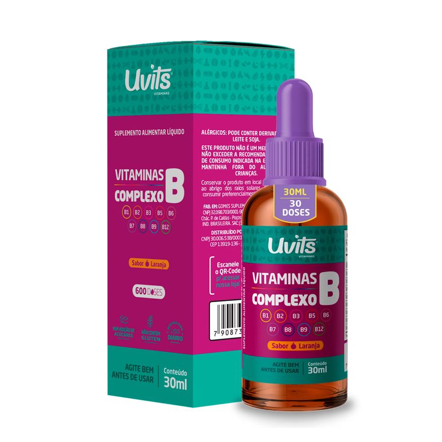 Uvits Vitaminas Complexo B 30ml Liquida Doses - Laranja
