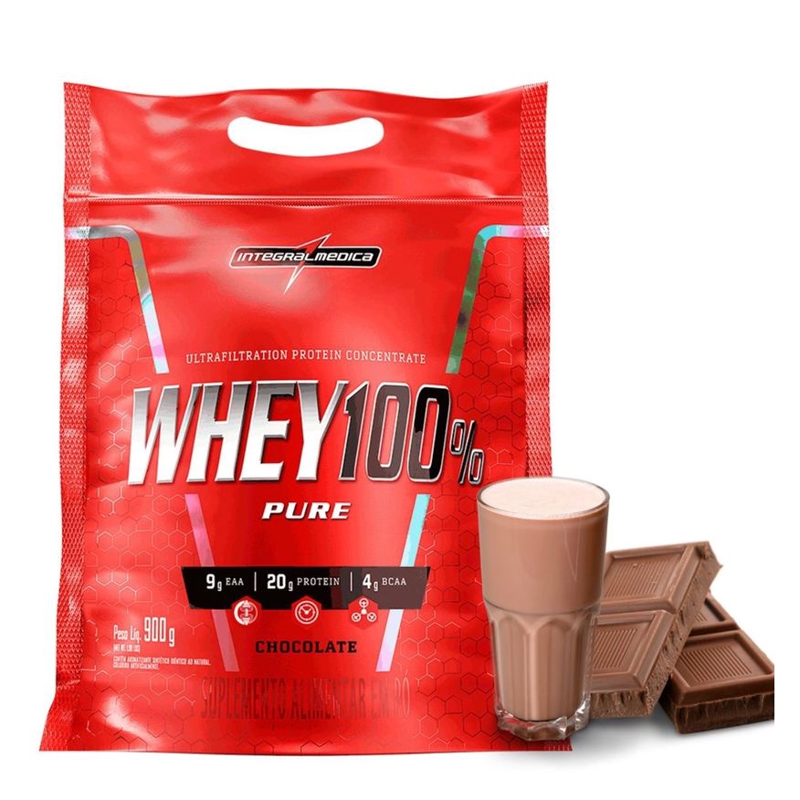 Protein Whey 100% Concentrado pure Integral Medica 907g (Chocolate)