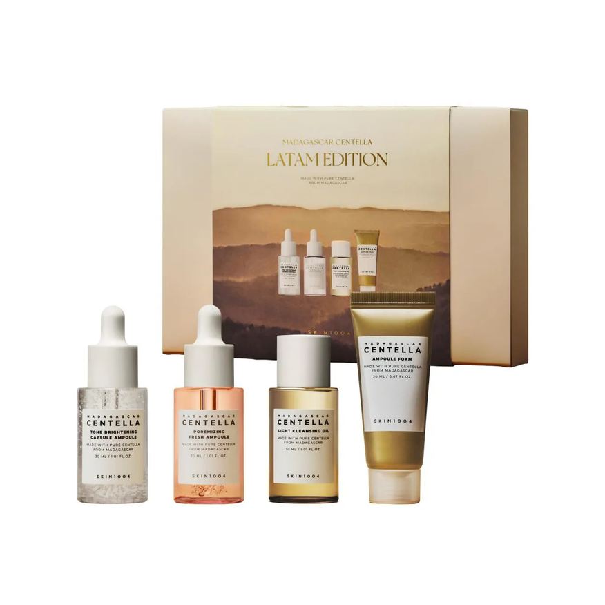 Viagem Kit Skin1004 Madagascar Centella Ampola Poremizing Fresh + Tone Brightening + Cleansing Oil + Espuma De Limpeza