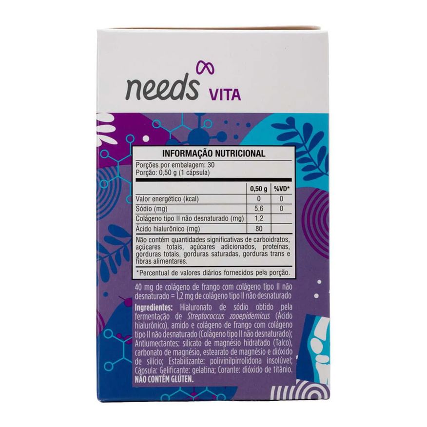 Needs Colágeno Tipo 2 Vita + Ácido Hialurônico 30 cápsulas