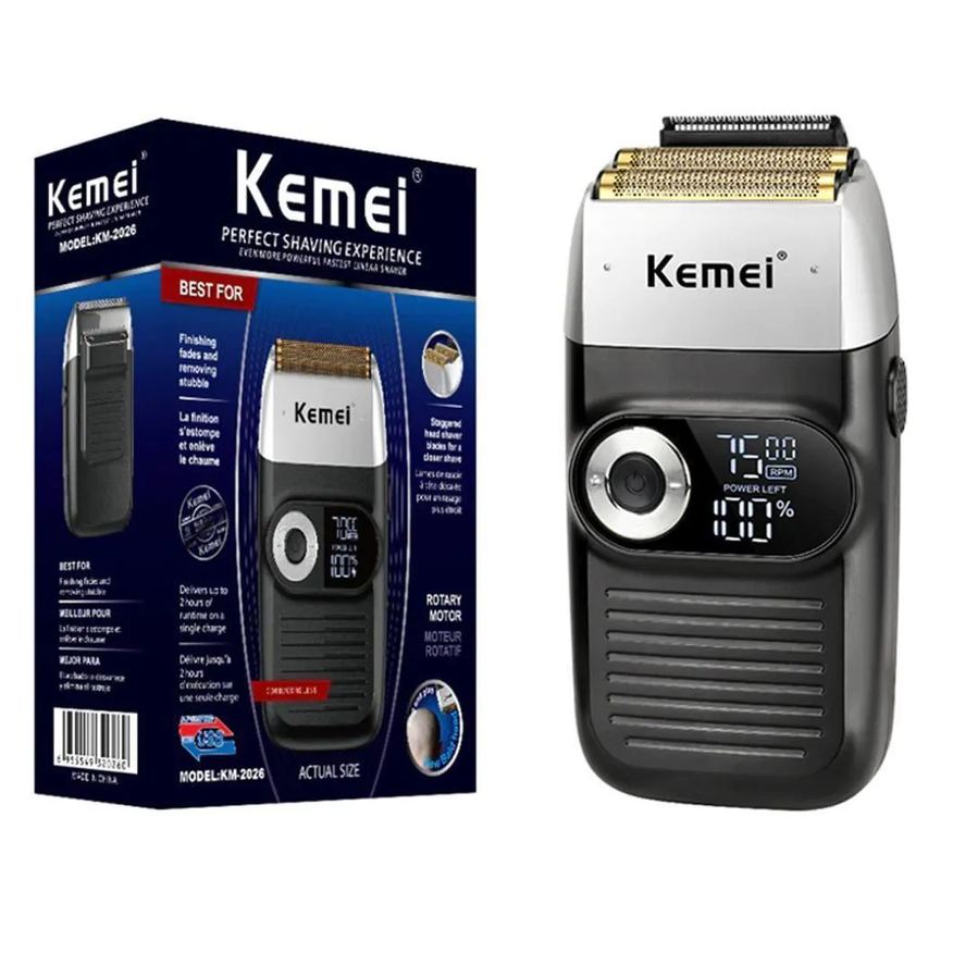 Kemei Maquina Km 2026 Shaver sem Fio Bivolt Recarregável