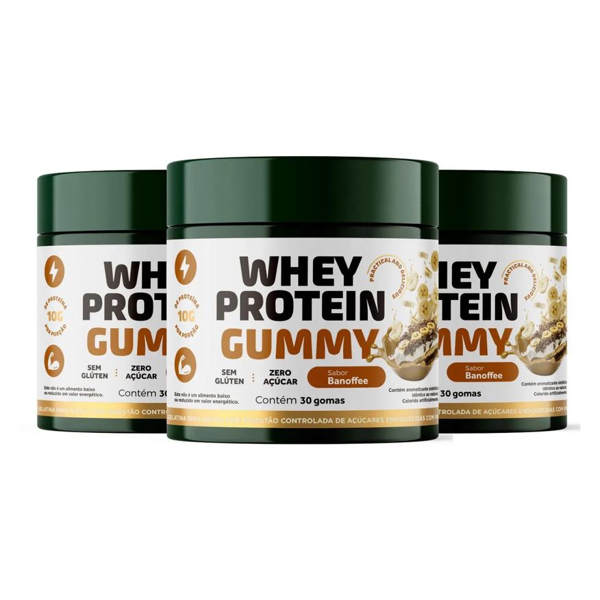 Ekobé Kit 3X Whey Protein Gummy Banoffee 30 Gomas Zero Açúcar