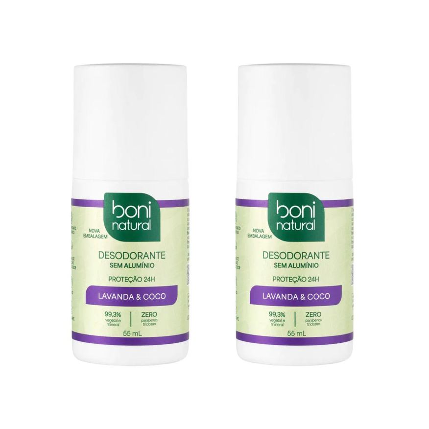 Boni Natural Kit 2 Desodorante Roll-On Coco e Lavanda 55ml