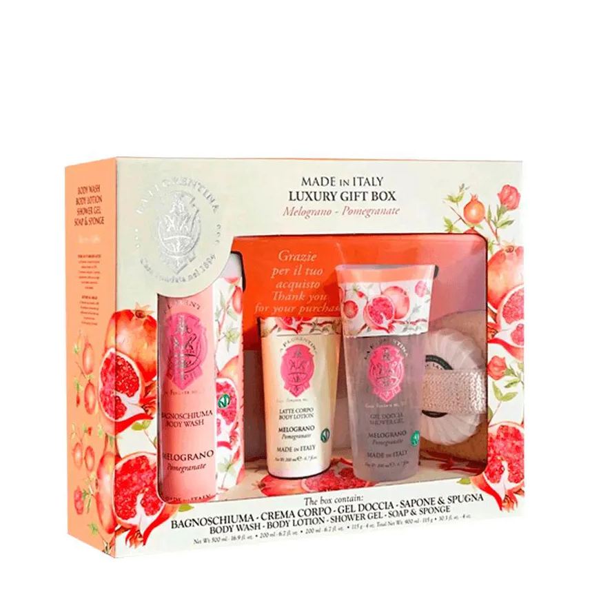 La Florentina Kit Florentina Spa Pomegranate - Sabonete Liquido 500ml + Shower Gel 200ml + Body Lotion 200ml + Sabonete 115g + Esponja de Banho