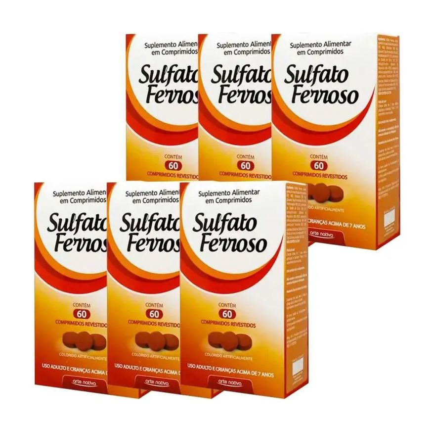 Arte Nativa Kit 6 Sulfato Ferroso 60 Comprimidos