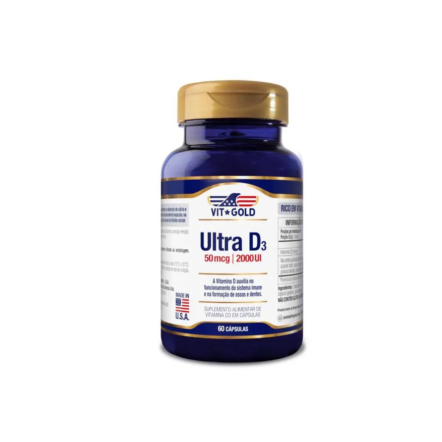 Vit Gold Vitamina Ultra D3 2.000 UI Vitgold 60 Cápsulas