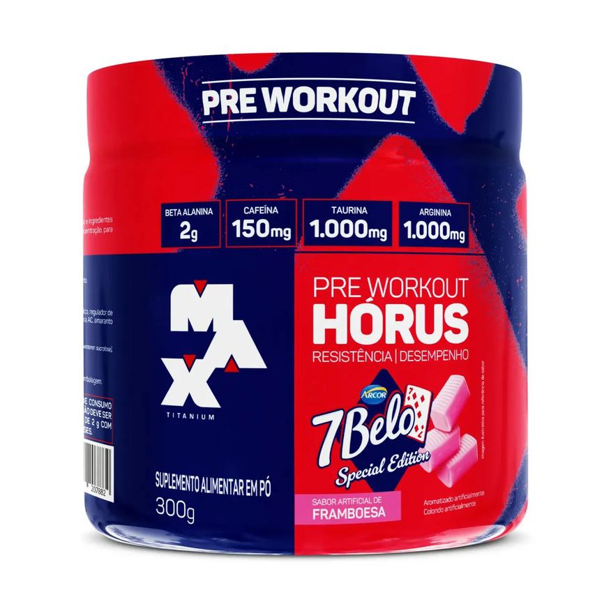 Max Titanium Horus 7Belo Pote 300g Pré Treino Framboesa