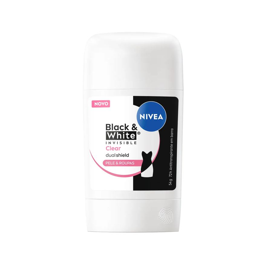 Nivea Desodorante Antitranspirante Stick Black & White Invisible Clear Peles e Roupas 72h 54g