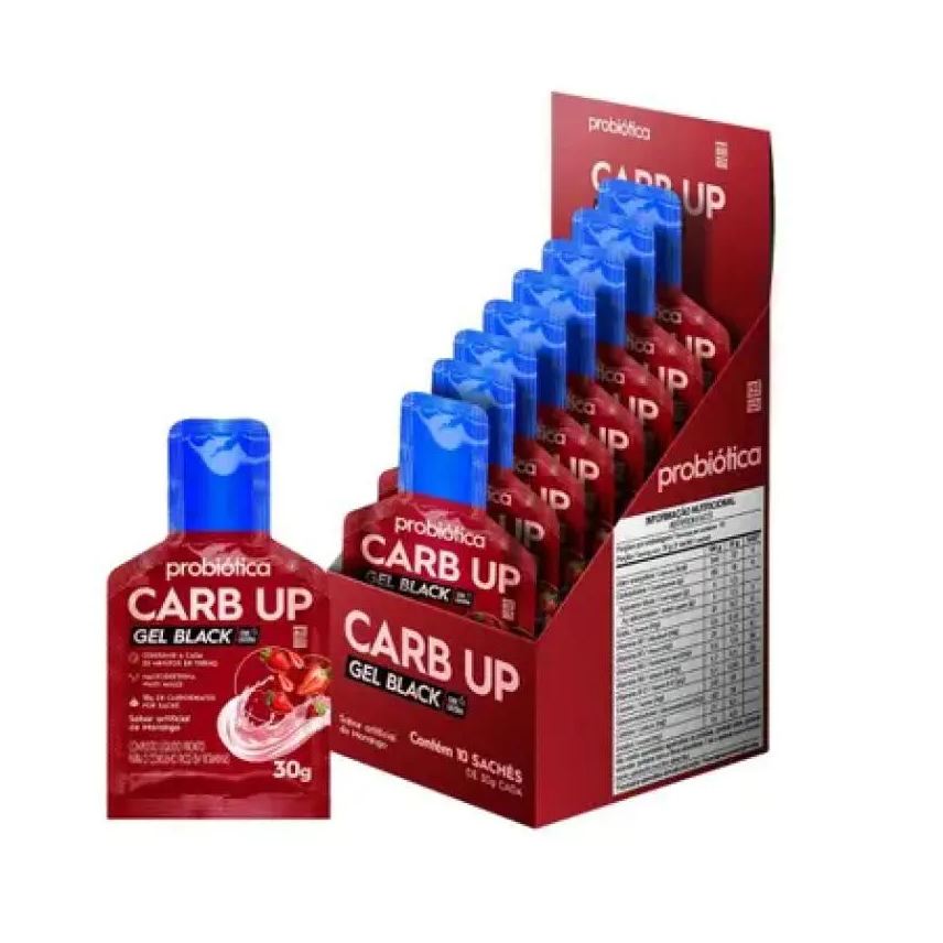 Probiótica Carb Up Gel Black Sabor Morango Display 10 Sachês