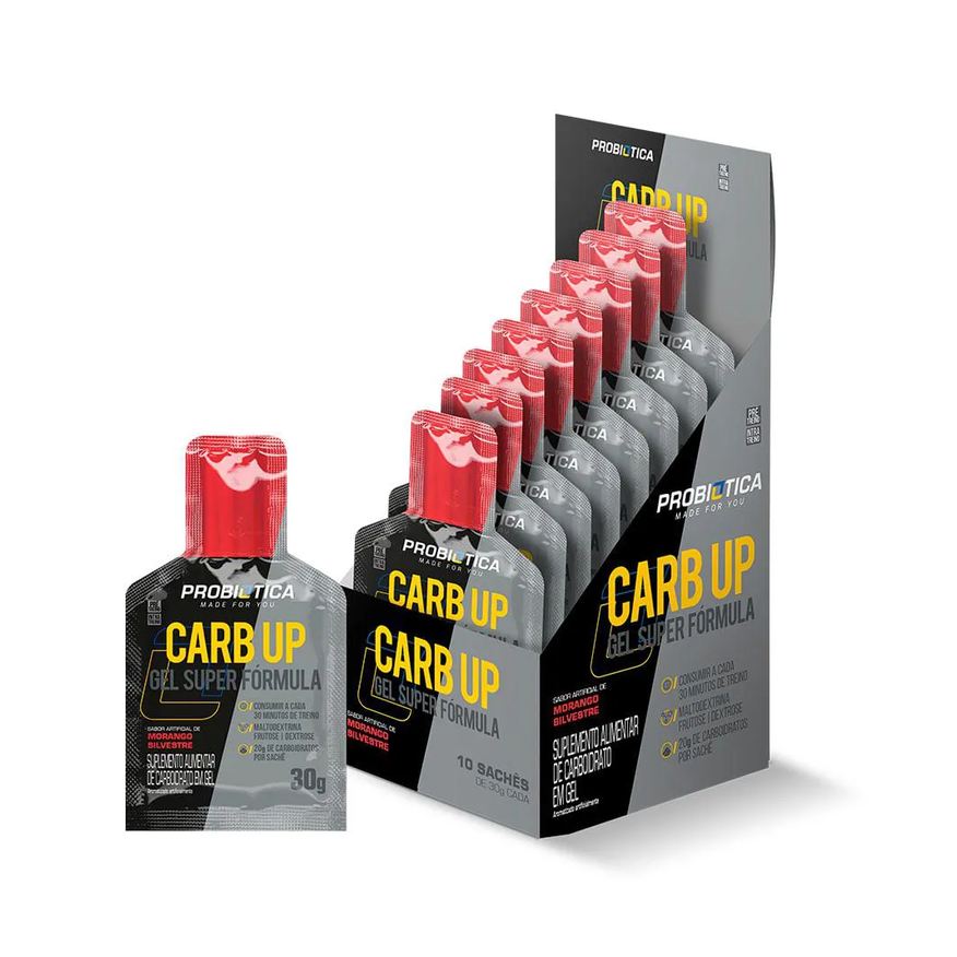 Probiótica Carb Up Gel Super Fórmula Morango Silvestre Display 10 Sachês