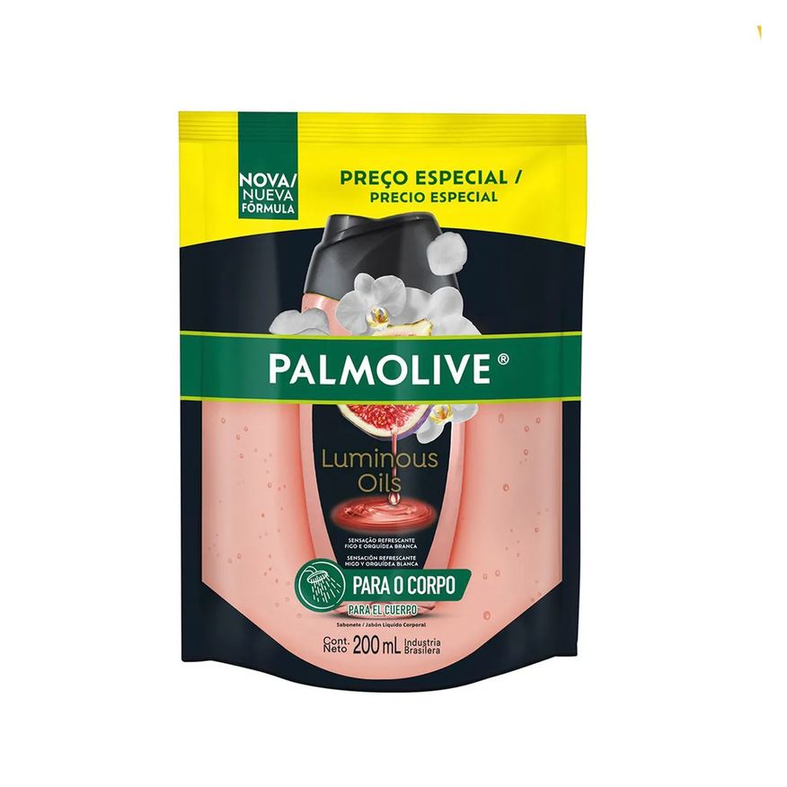 Líquido Sabonete Corporal Palmolive Luminous Oils Figo e Orquídeas Brancas Refil 200ml