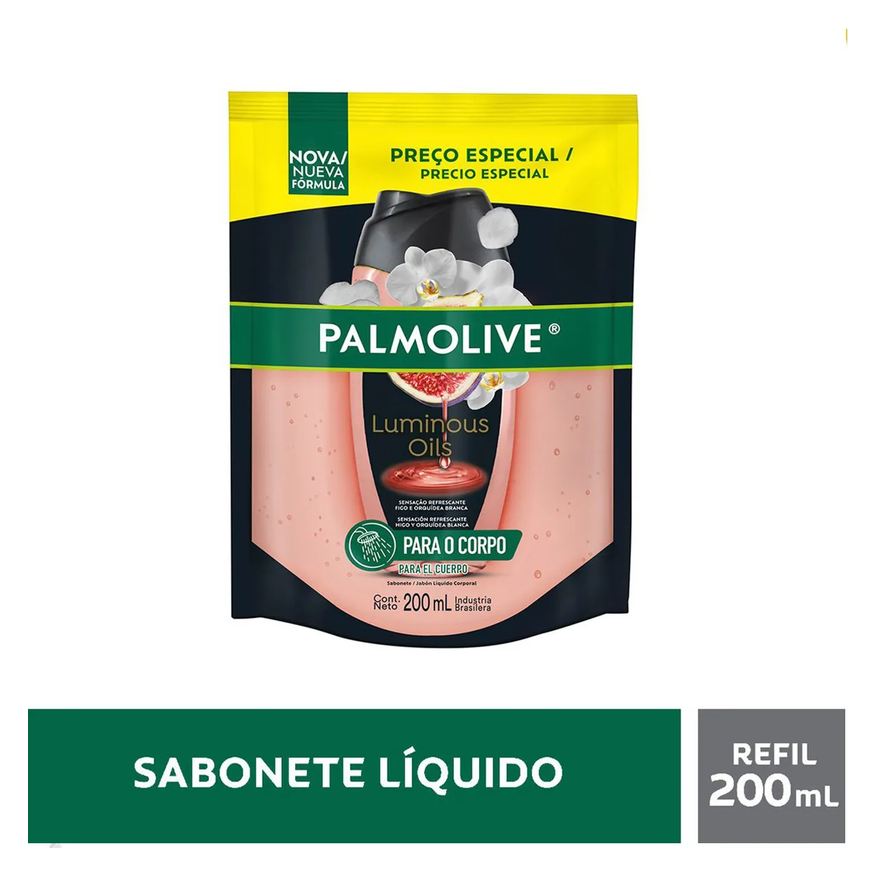 Líquido Sabonete Corporal Palmolive Luminous Oils Figo e Orquídeas Brancas Refil 200ml