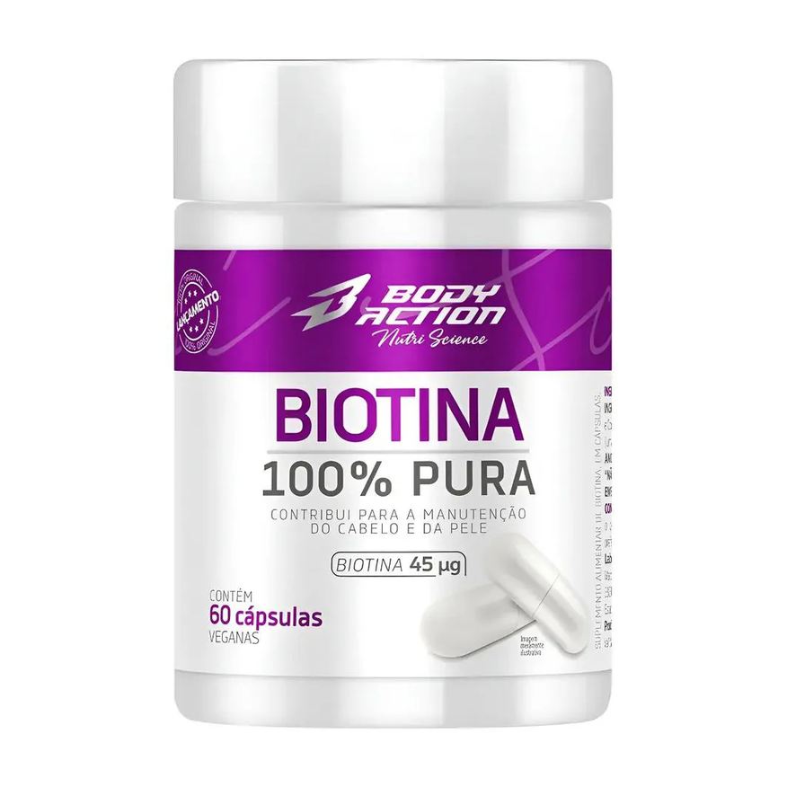 Body Action Biotina 100% Pura 45Mcg 60 Cápsulas - Bodyaction