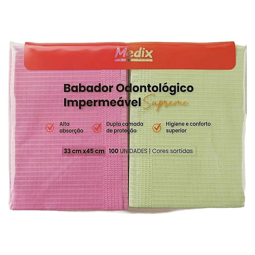 Medix Babador Impermeável Supreme 33X45Cm Colorido 100 Unidades