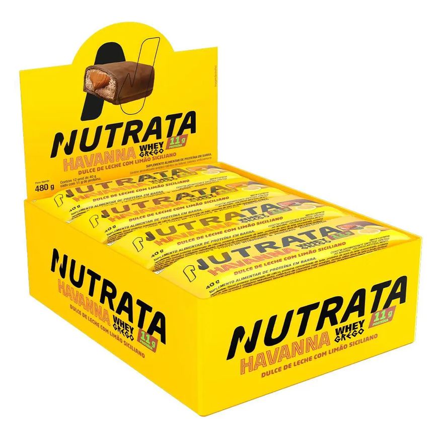 Nutrata Whey Grego Bar Havanna Barra de Proteína 12Un - Limão Siciliano