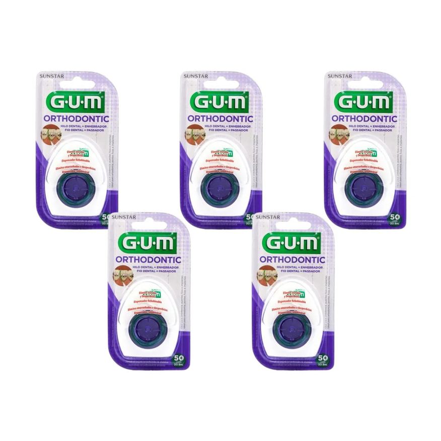 Gum Kit 5 Fio Dental Ortodôntico 50 Usos