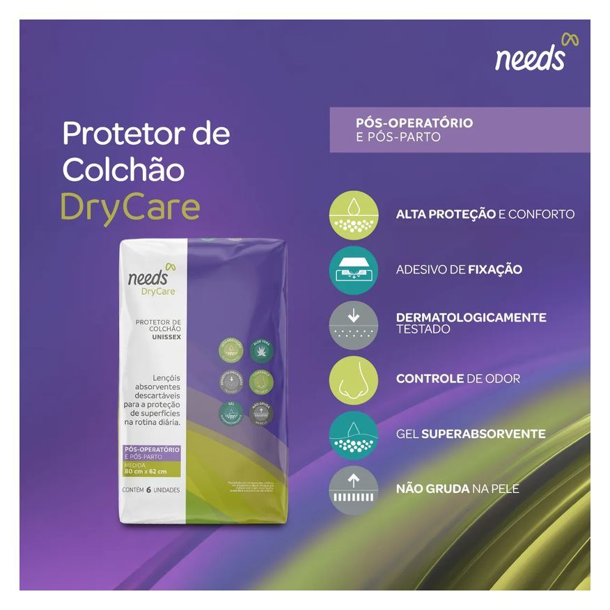 Needs Protetor para Colchão Descartável Unissex 82x62cm 6 unidades