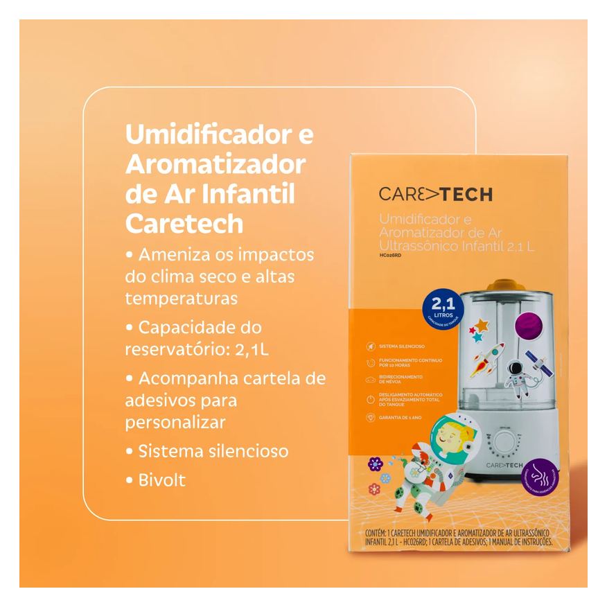 Umidificador e Aromatizador de Ar Infantil Caretech HC026RD 2,1L